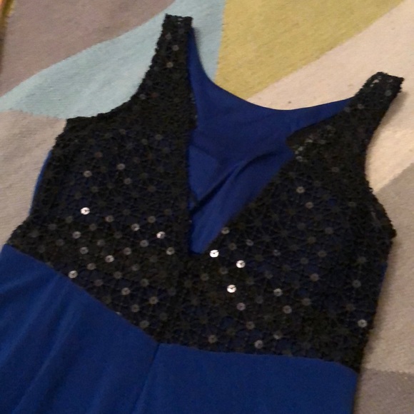 NWT Cache royal blue long formal w/ black accent - Picture 3 of 4